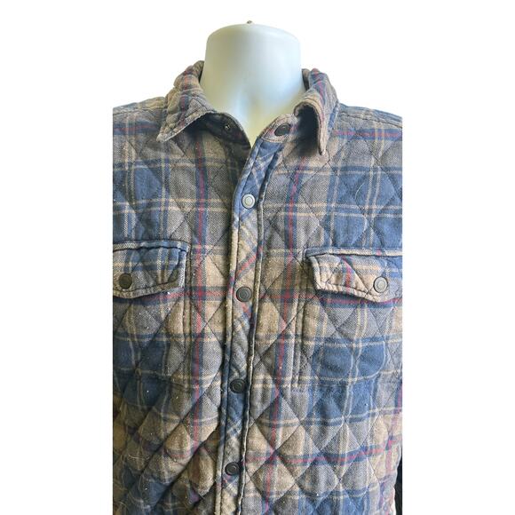 🪵 Vintage 90s George Quilted Flannel Shirt Jacket Sherpa Lined – Men’s Small - Picture 2 of 4